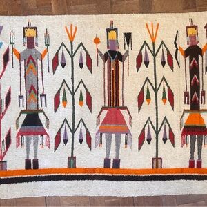 Handcrafted Native American Yai Rug wAlll Hanging with Multicolor Design